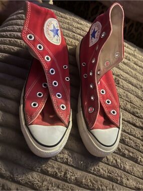 Converse Kids Red Canvas Low-Top Sneakers with White Toe Cap